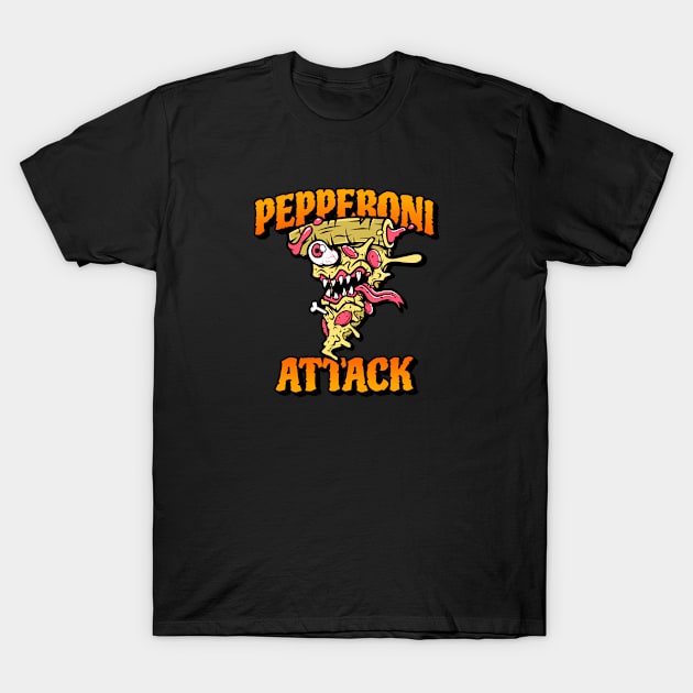 Pizza Pepperoni Attack Funny T-Shirt by Dody